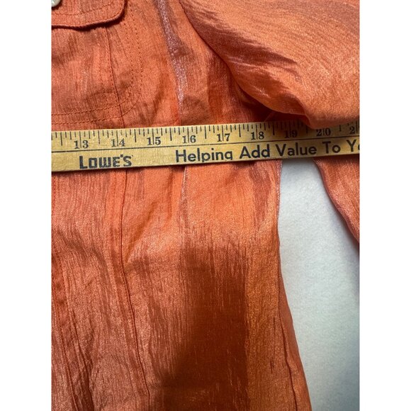 Ruby Rd. Womens Metallic Orange Button-Front Jacket 3/4 Sleeve Size 12 - Picture 4 of 8